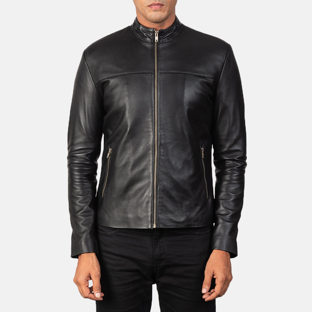 Men's Classic Rugged Biker Leather Jacket