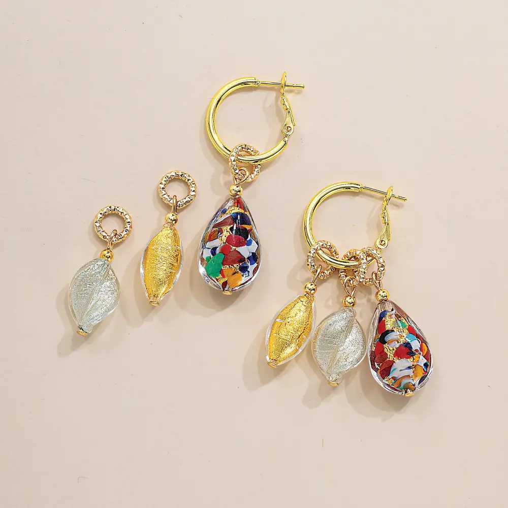 Glass Interchangeable Rainbow Hoop Earrings