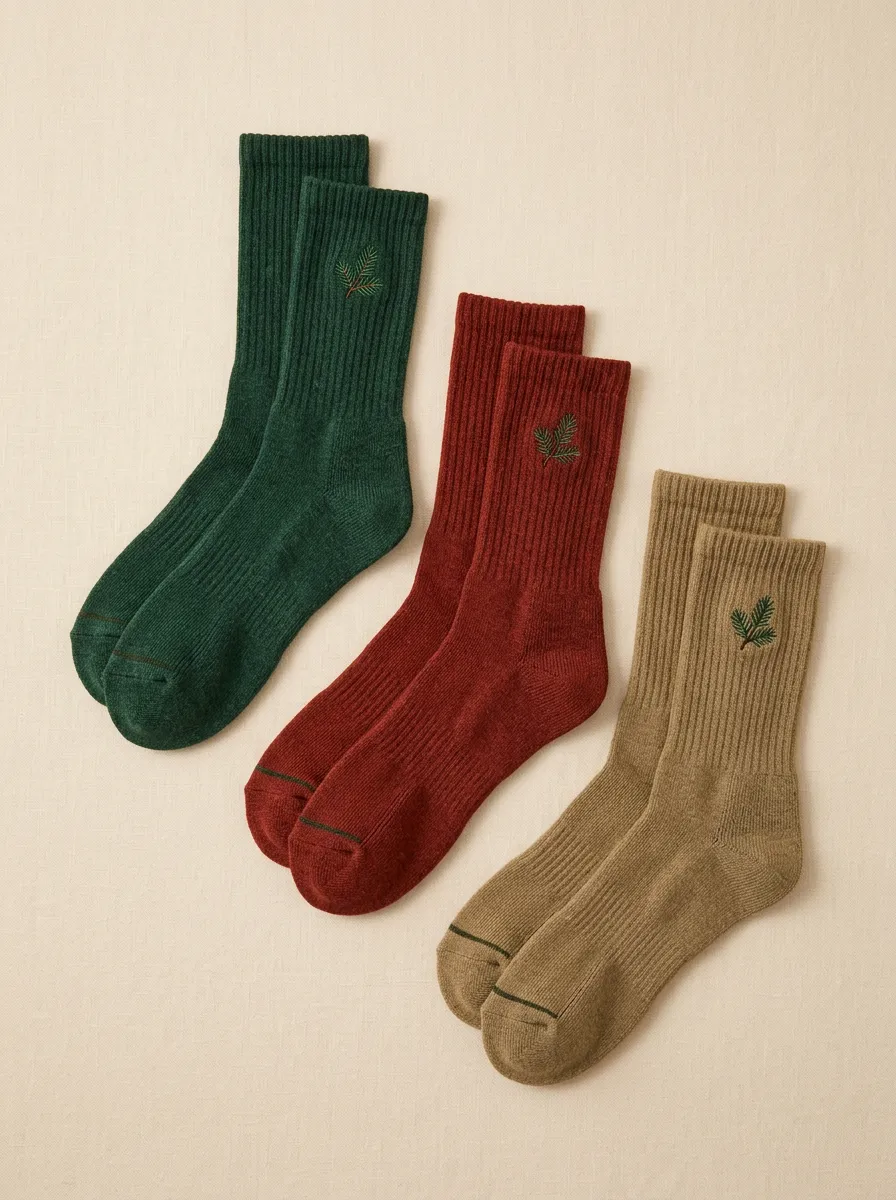 Men's 3-Pack Pine-Needle Ribbed Crew Socks