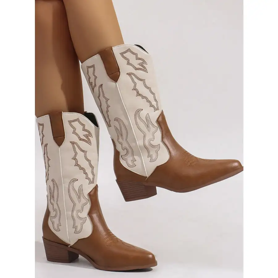 Everyday Point Toe Block Heels Boots