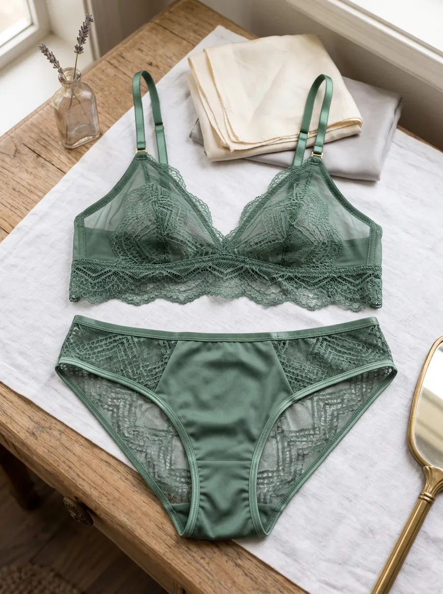 Women's Floral Lace Sheer Lace Satin Look Lingerie Set