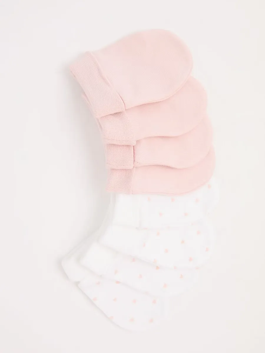 Pink Baby Mittens 4 Pack