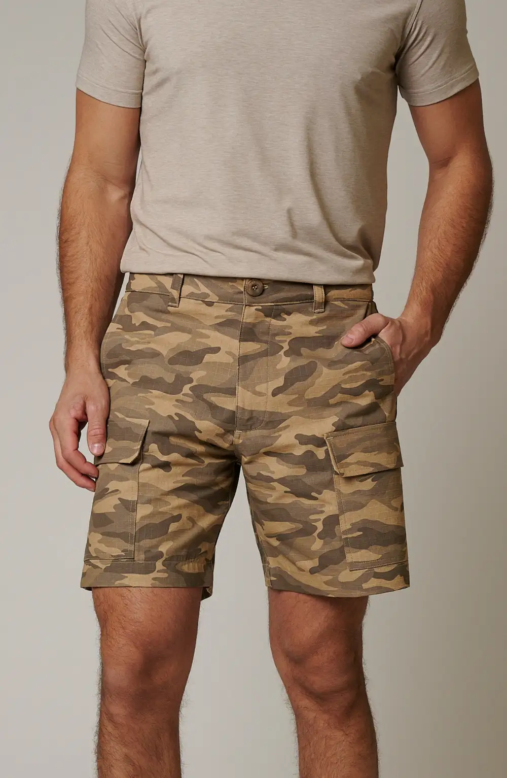 Men's Camouflage Ripstop Cargo Pocket Shorts