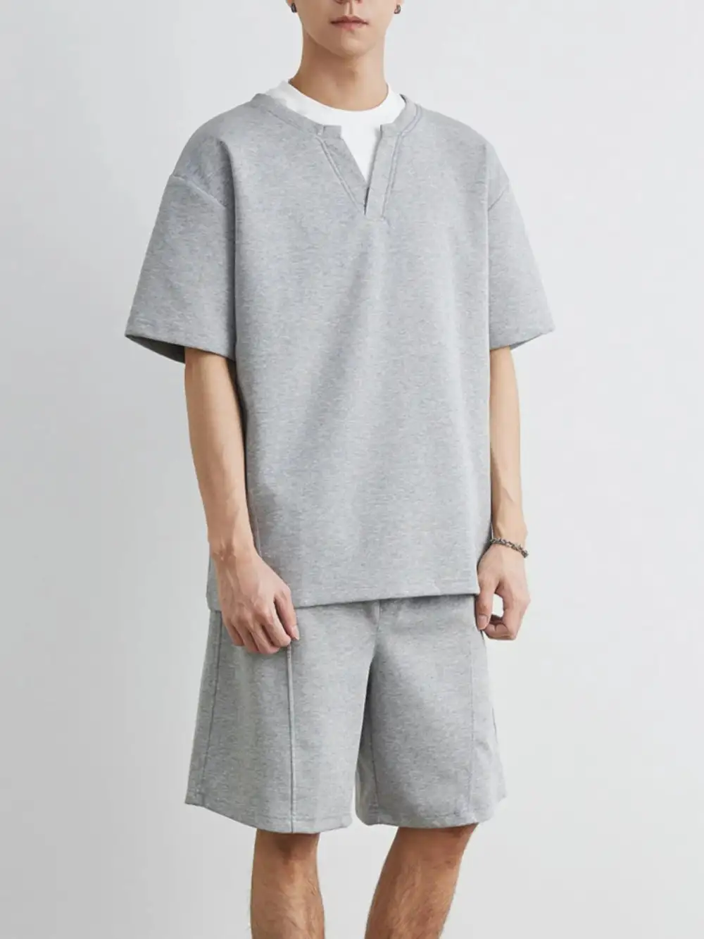 Half Sleeve Coordinated Top And Shorts Set