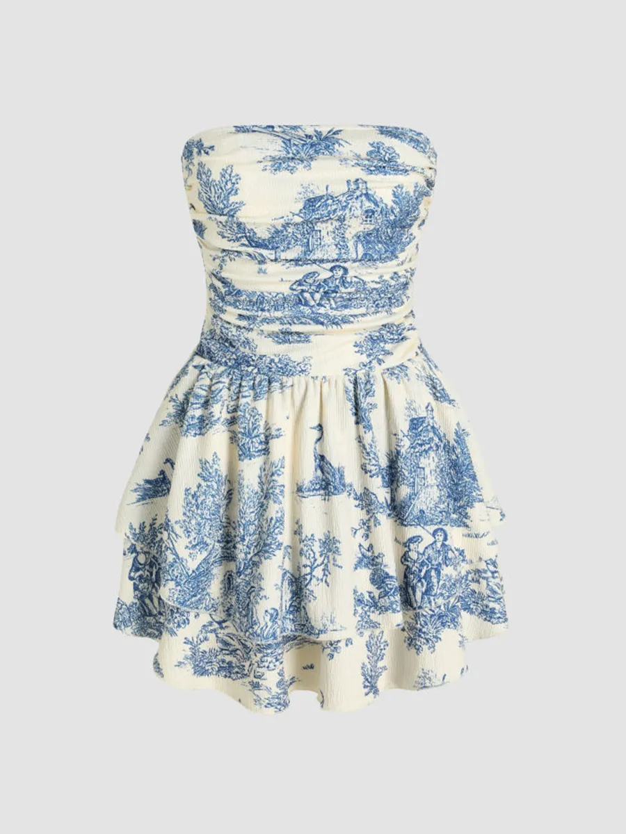 Shirred Ruched Mini Dress