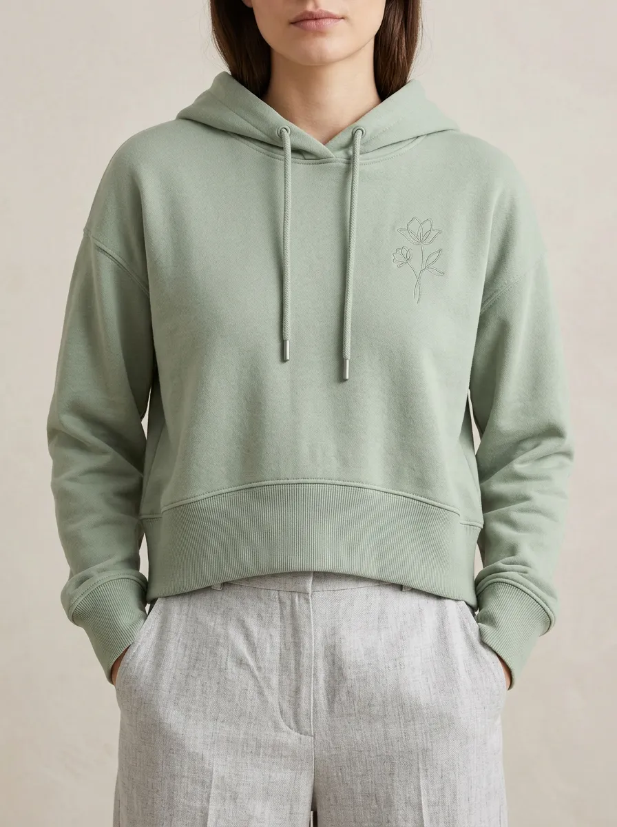 Women's Casual Minimalist Floral Line Art Printed Hoodie