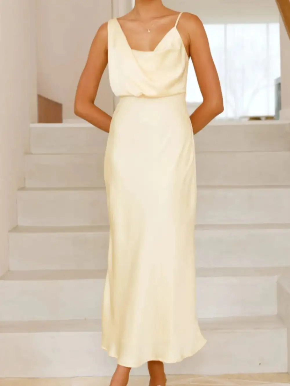 Balanced Detail Satin Midi Dress