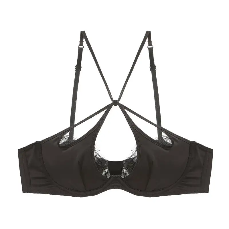 Satin Hollow Lace Bra And Panty Set