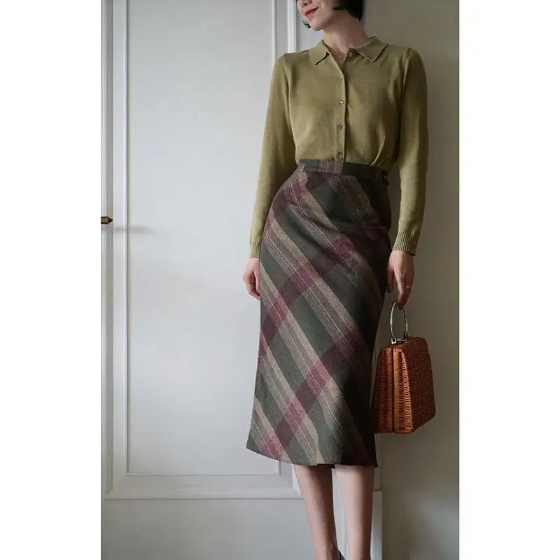 Minimal Comfort Everyday Casual Plaid Skirt