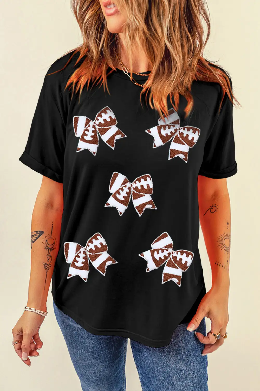 Black Rugby Football Bowknot Pattern