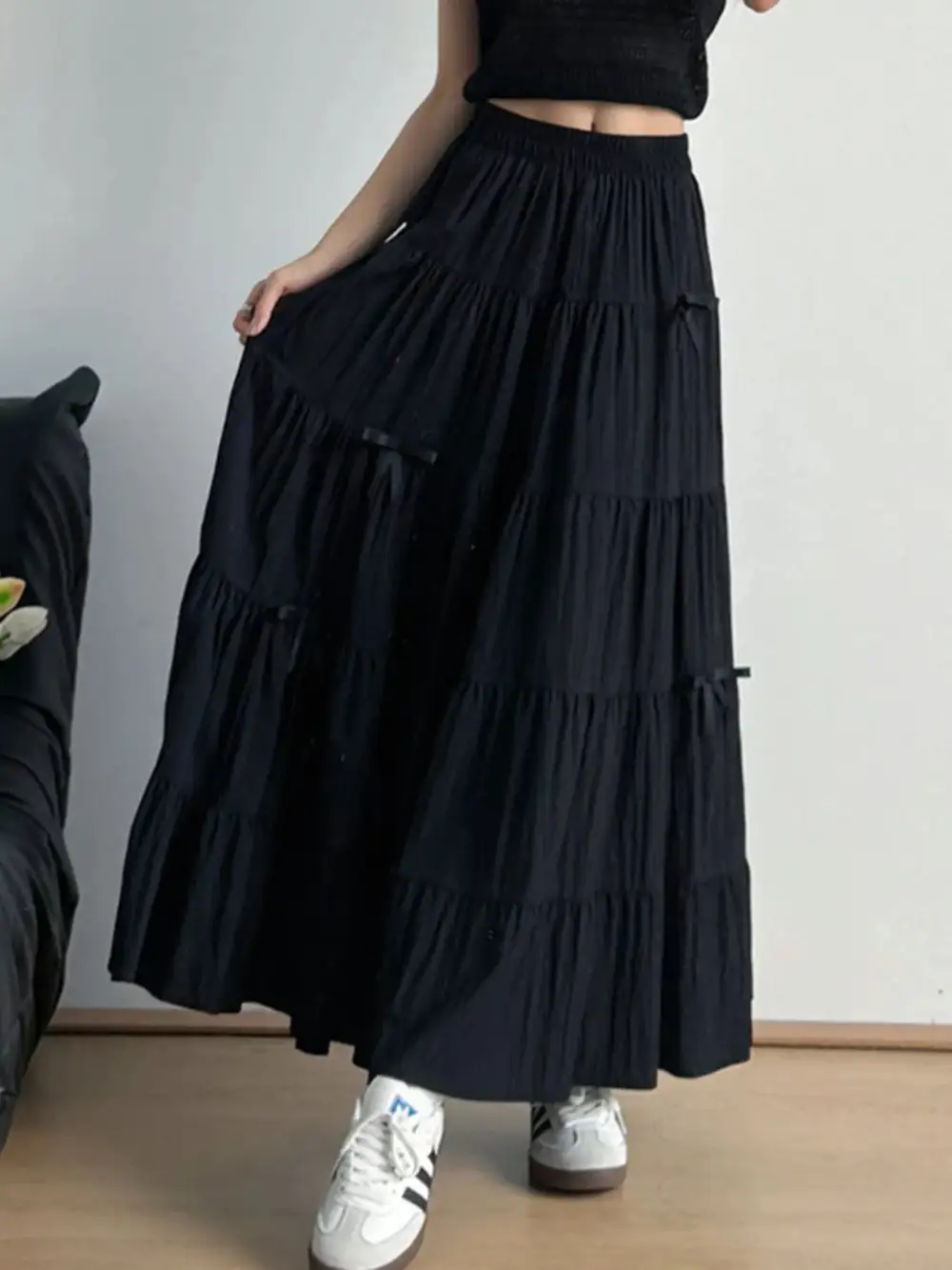 Loose Ruched Tiered Skirt