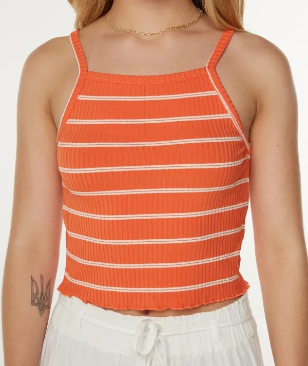 Horizontal Striped Tank Top With Round Neck