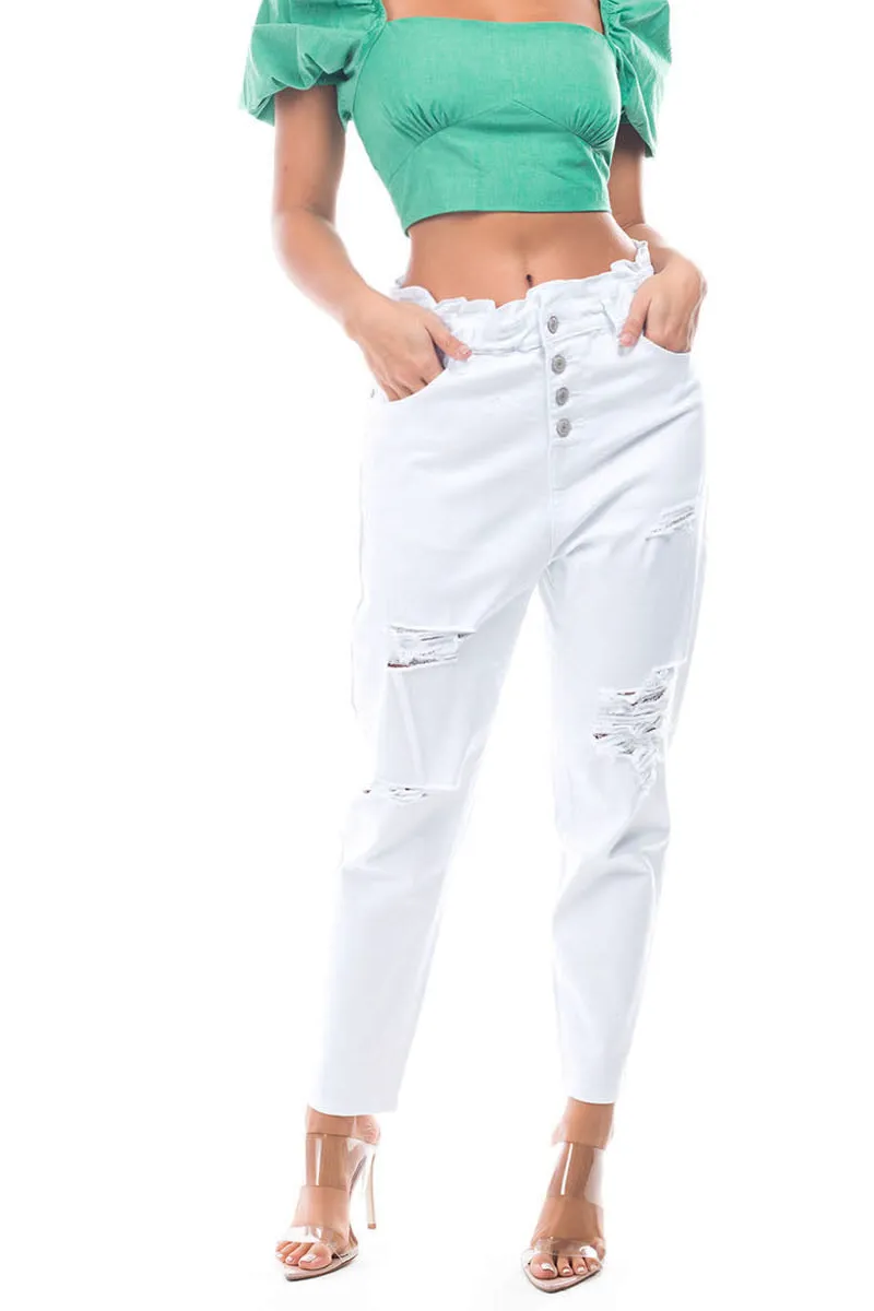 Weekend Ready Mom Fit Distressed Pants
