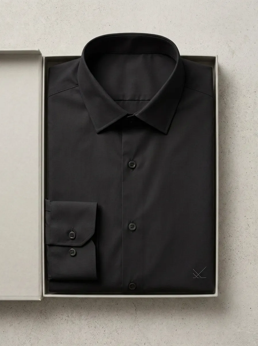 Men's Non-Iron Cotton Minimalist Logo Embroidered Dress Shirt