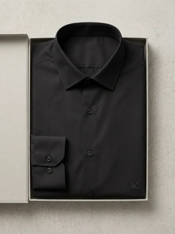 Men's Non-Iron Cotton Minimalist Logo Embroidered Dress Shirt