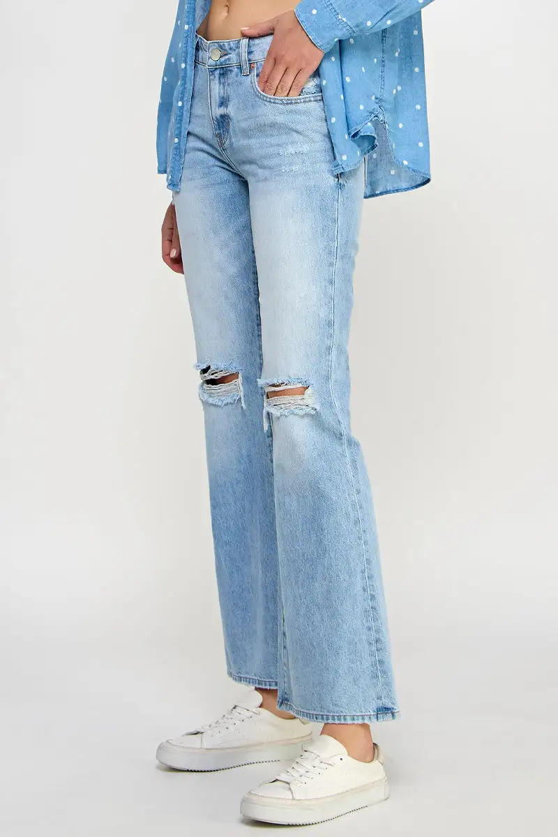 Mid Rise Relaxed Straight Jeans