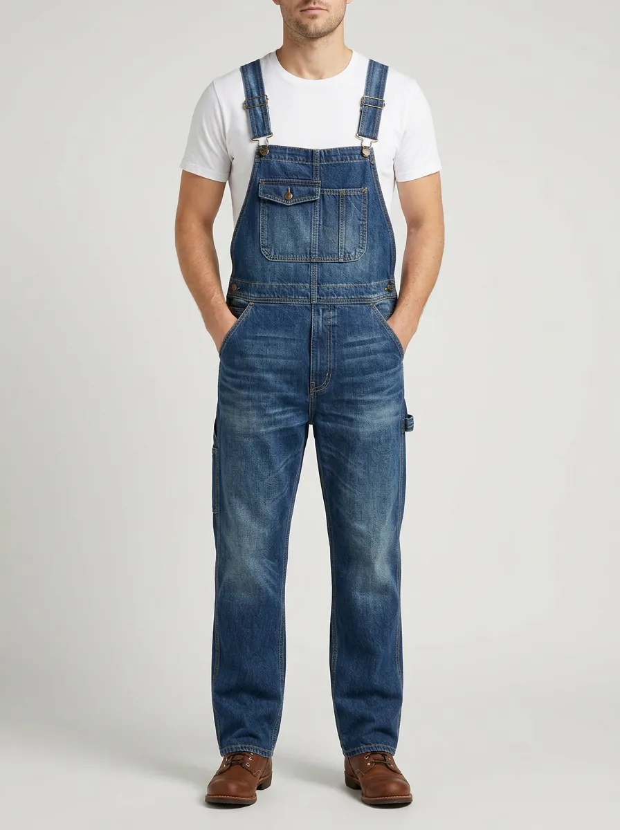 Men's Vintage Wash Denim Bib Overalls