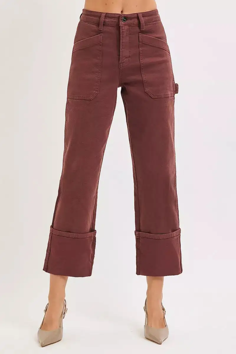 High-Rise Relaxed Cropped Washed Wide Straight Jeans