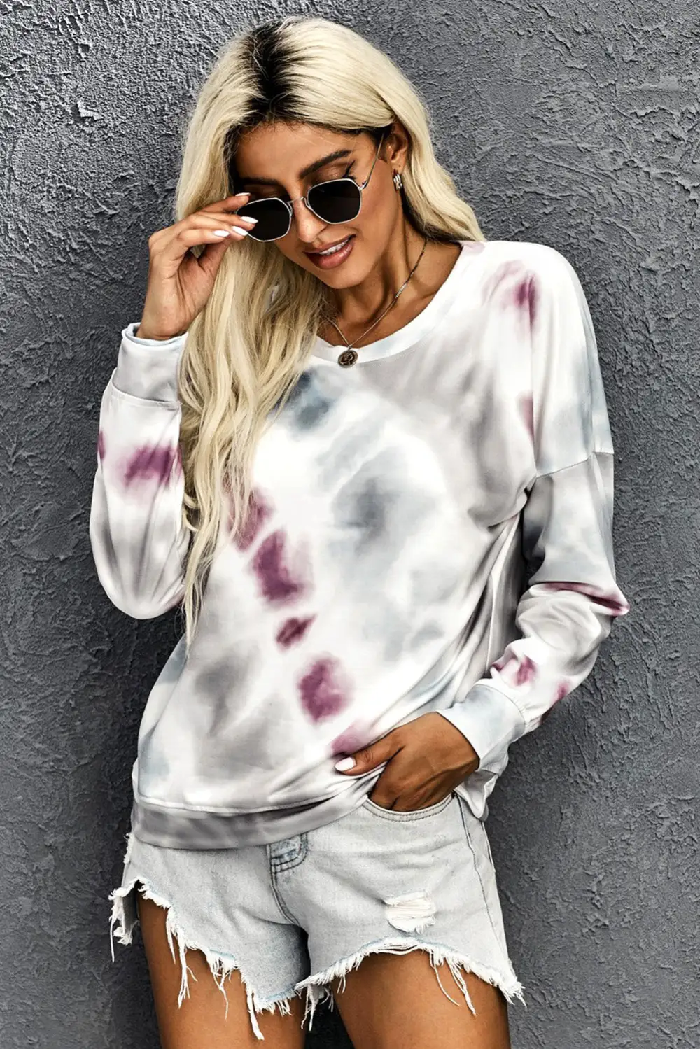 Casual Tie Dye Round Neck Sweatshirt