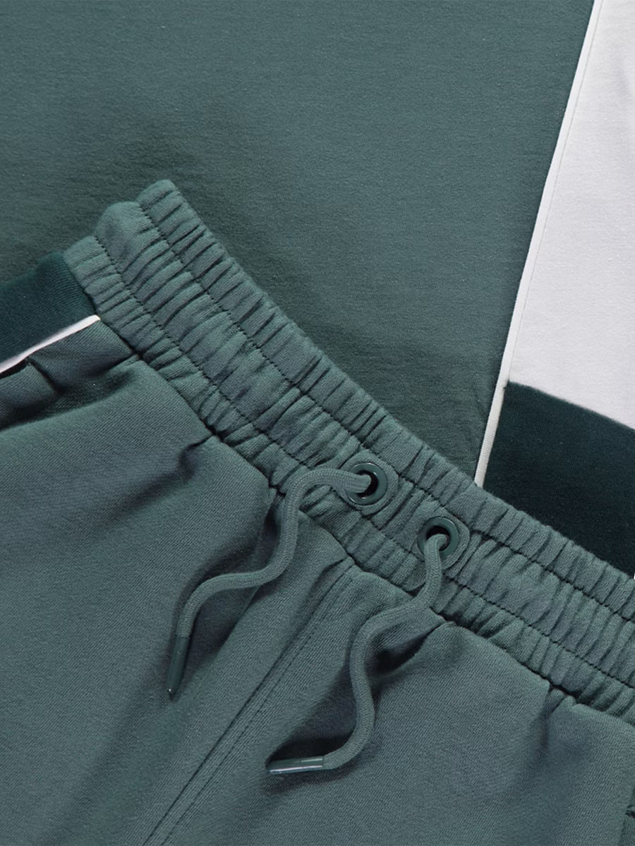 Khaki Block Panel T-Shirt and Shorts Set detail 1