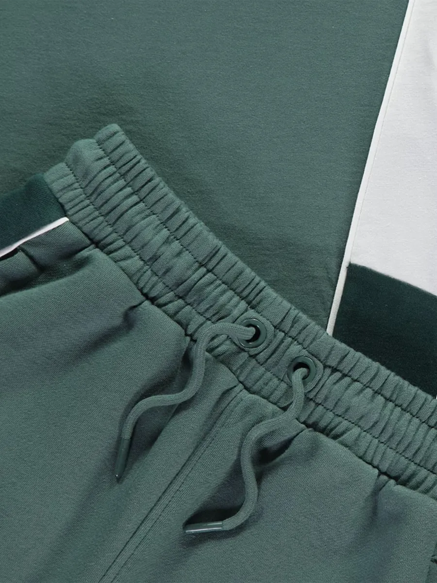 Khaki Block Panel T-Shirt and Shorts Set