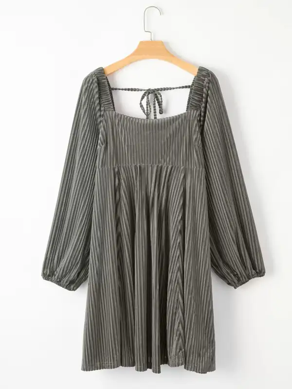 Velvet Square Neck Dress Casual