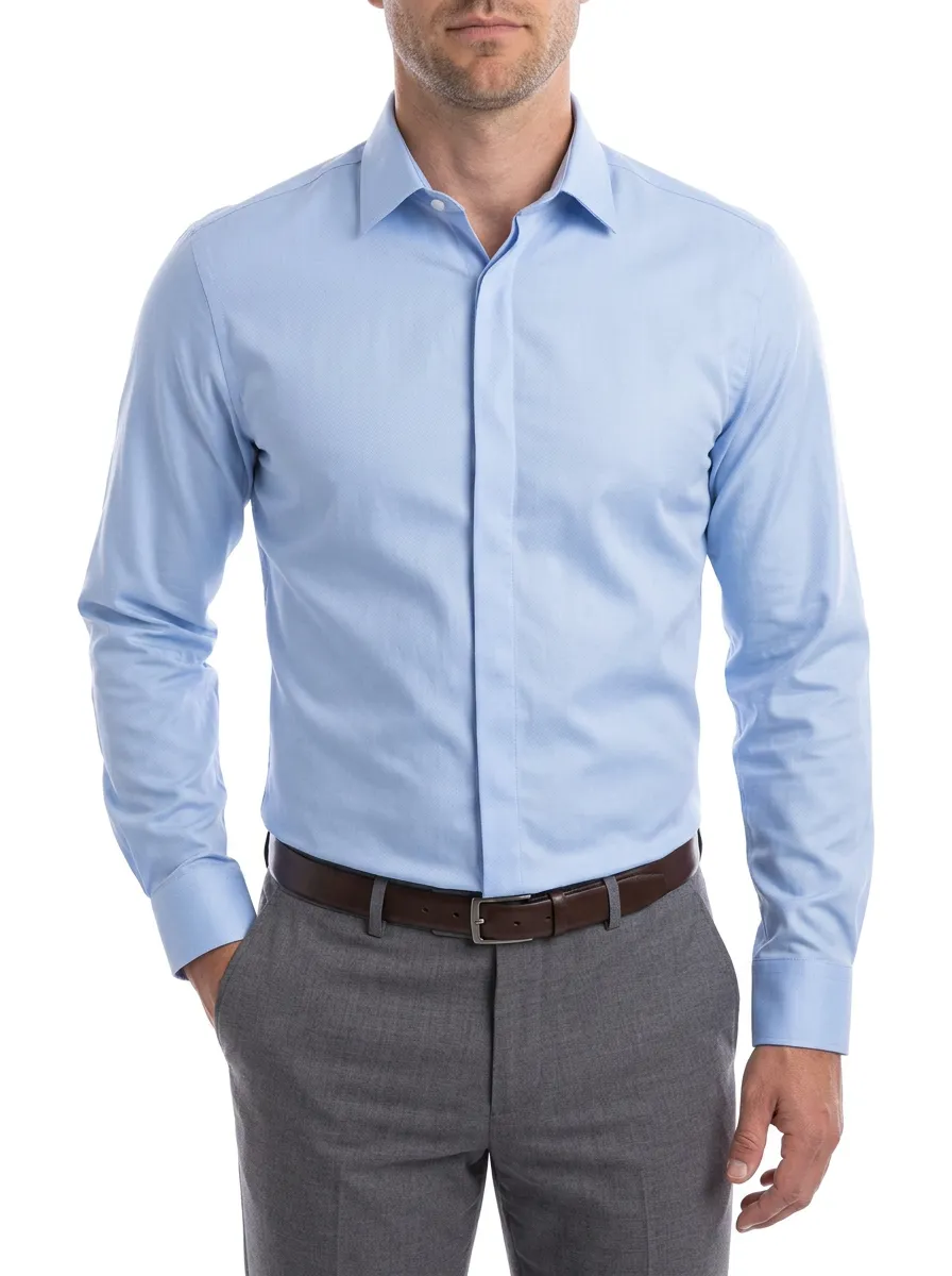 Men's Point-Collar Long-Sleeve Tailored-Fit Chest-Pocket Dress Shirt