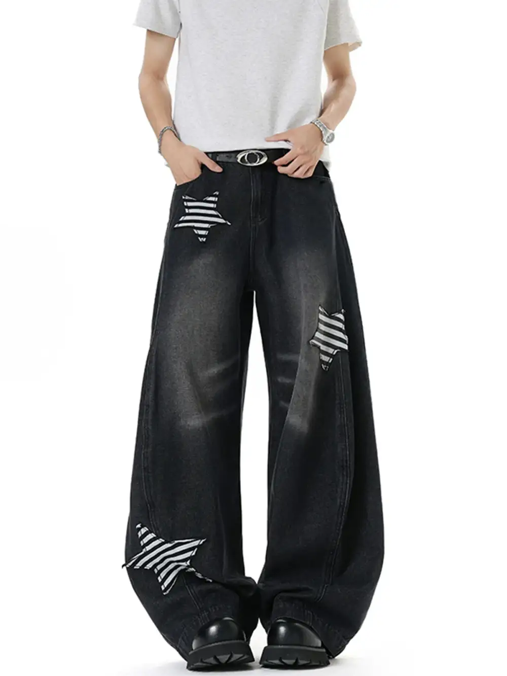 Stripe Star Balloon Jeans