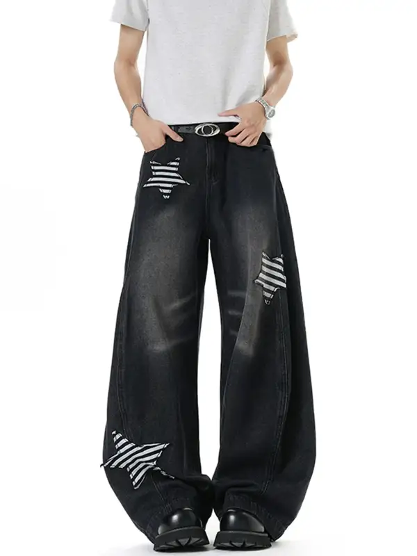 Stripe Star Balloon Jeans