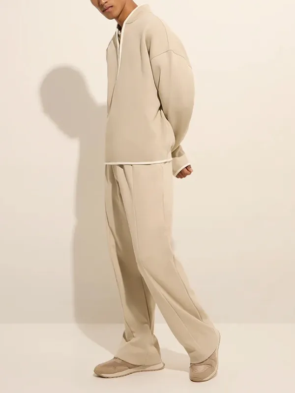 Solid Loose Cotton-Blend Sweatshirt