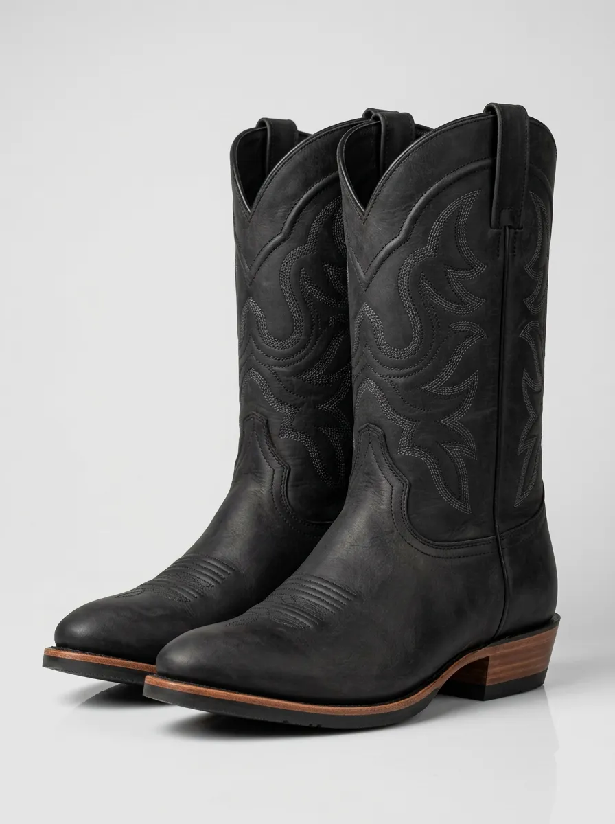 Men's V-Cut Pointed-Toe Tonal-Stitch Western Boots