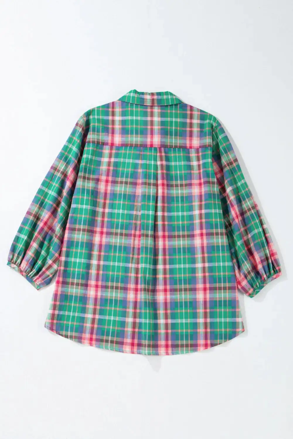 Plaid Collared Relaxed Fit Shirt Blouse
