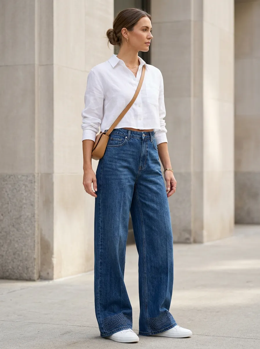 Women's Wide Leg Casual Denim Jeans