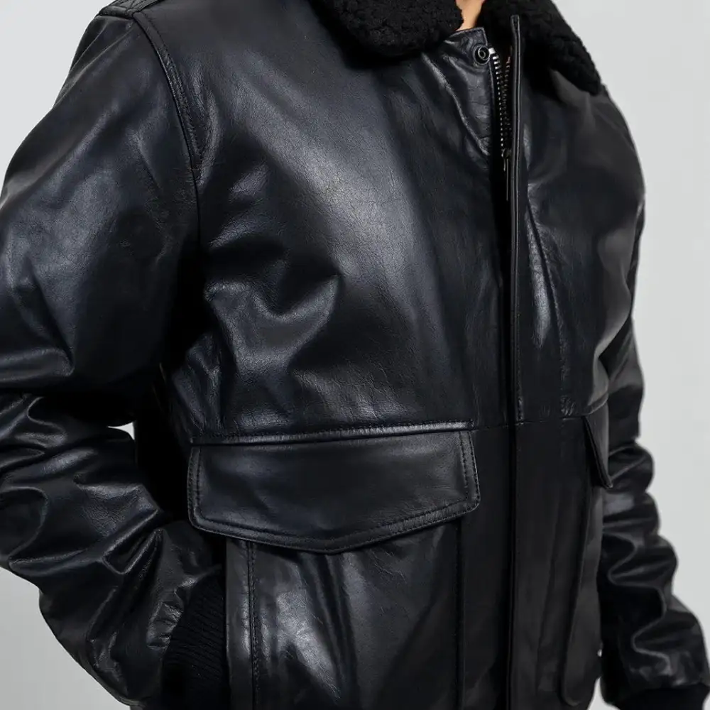 Structured Leather Biker Bomber Motorcycle Jacket