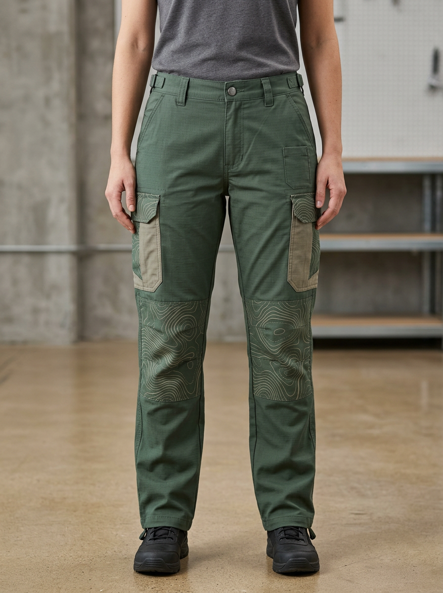 Unisex Outdoor Topographic Map Tactical Work Illustrated Motif Pants