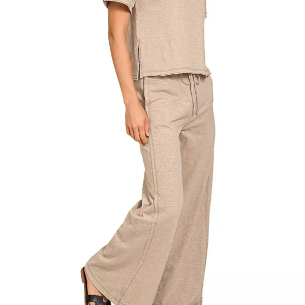Cotton Slub Short Sleeve Tee and Pants Set