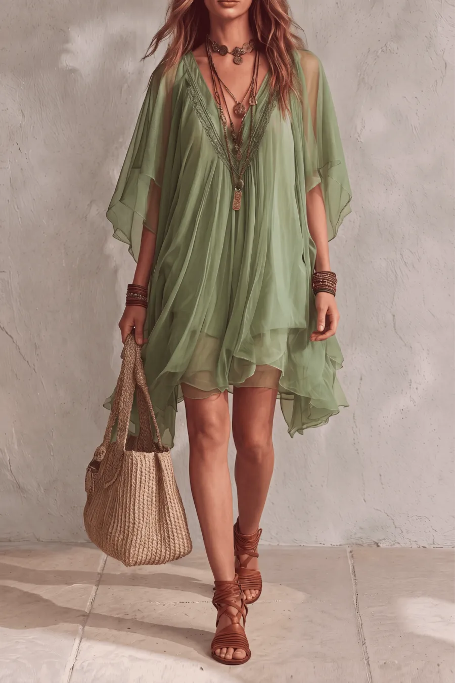 Classic Plunge Neck Mini Dress
