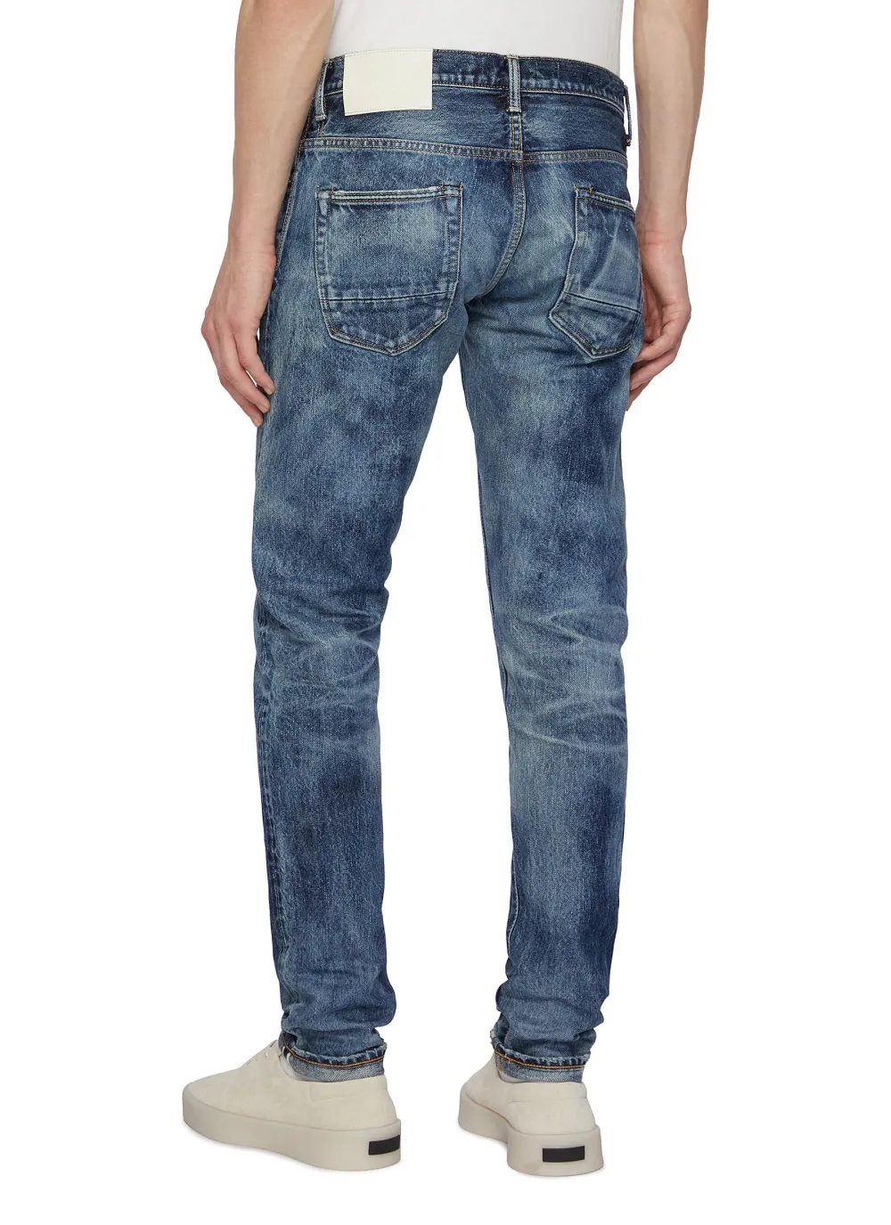 Simple Soft Straight-Cut Blue Cottom Jeans