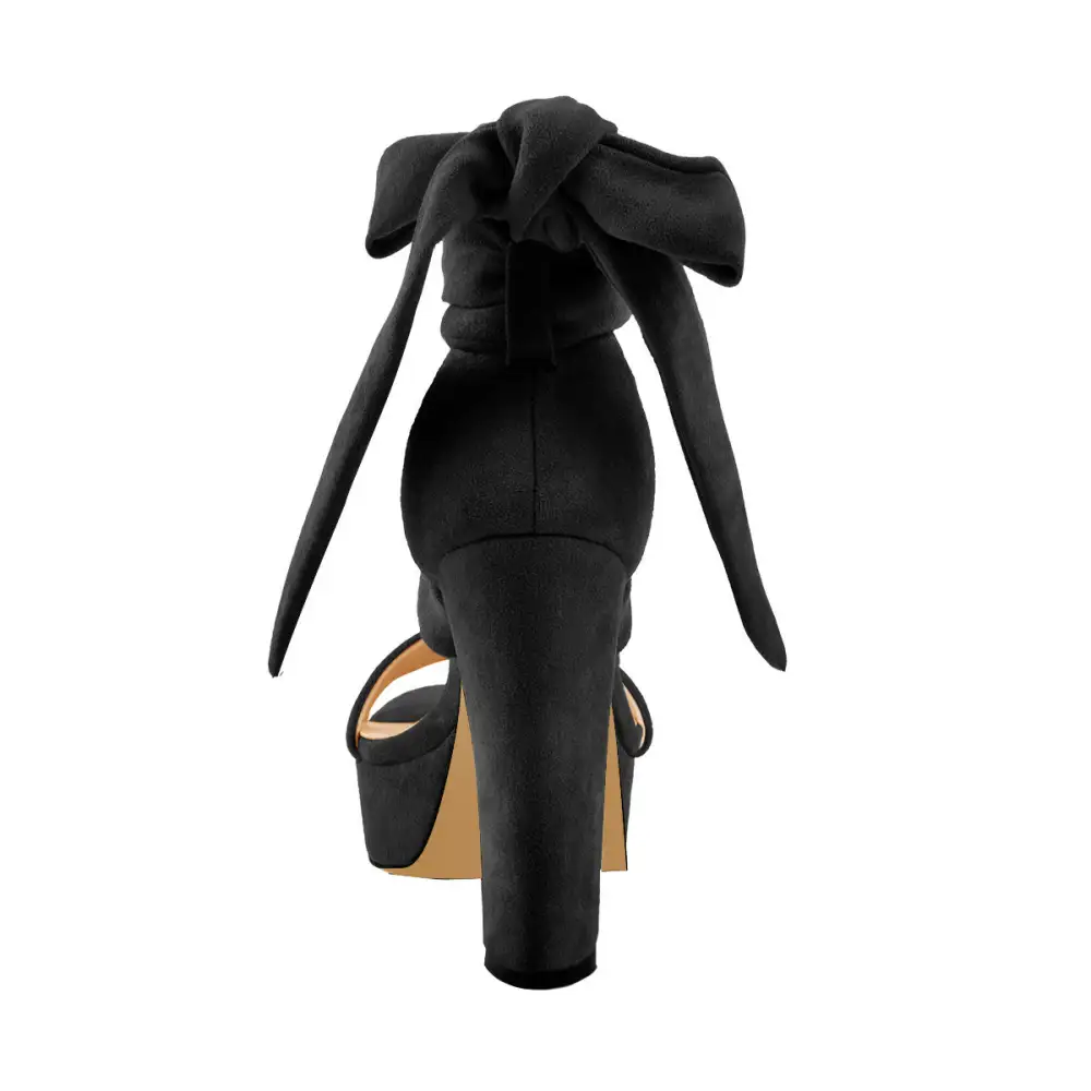Suede Lace Up Platform Chunky High Heel Sandals