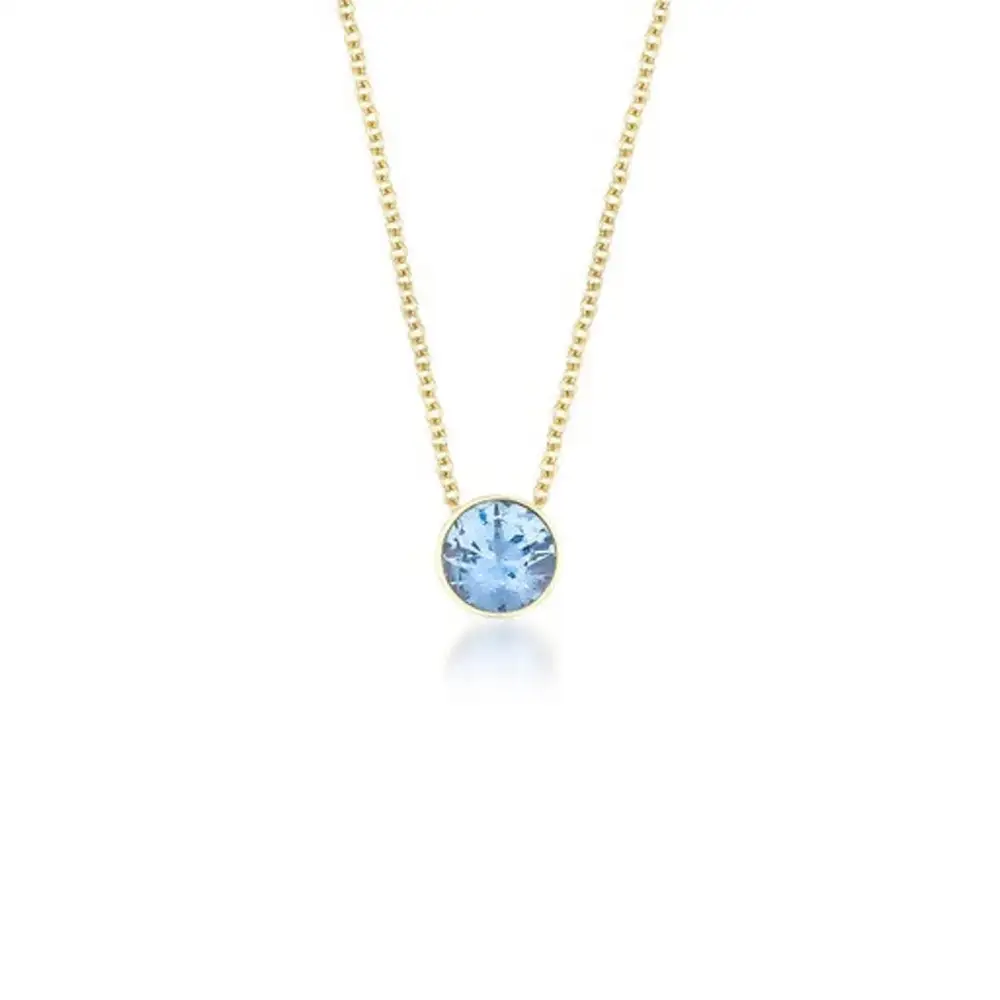 Bezel Set Aquamarine Solitaire Necklace