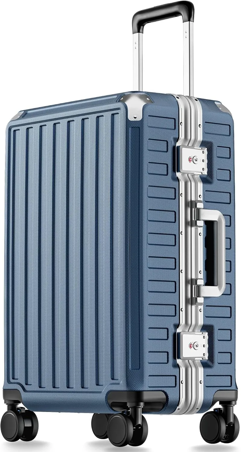 LUGGEX 28 Inch Zipperless Checked Luggage, Charcoal Metallic