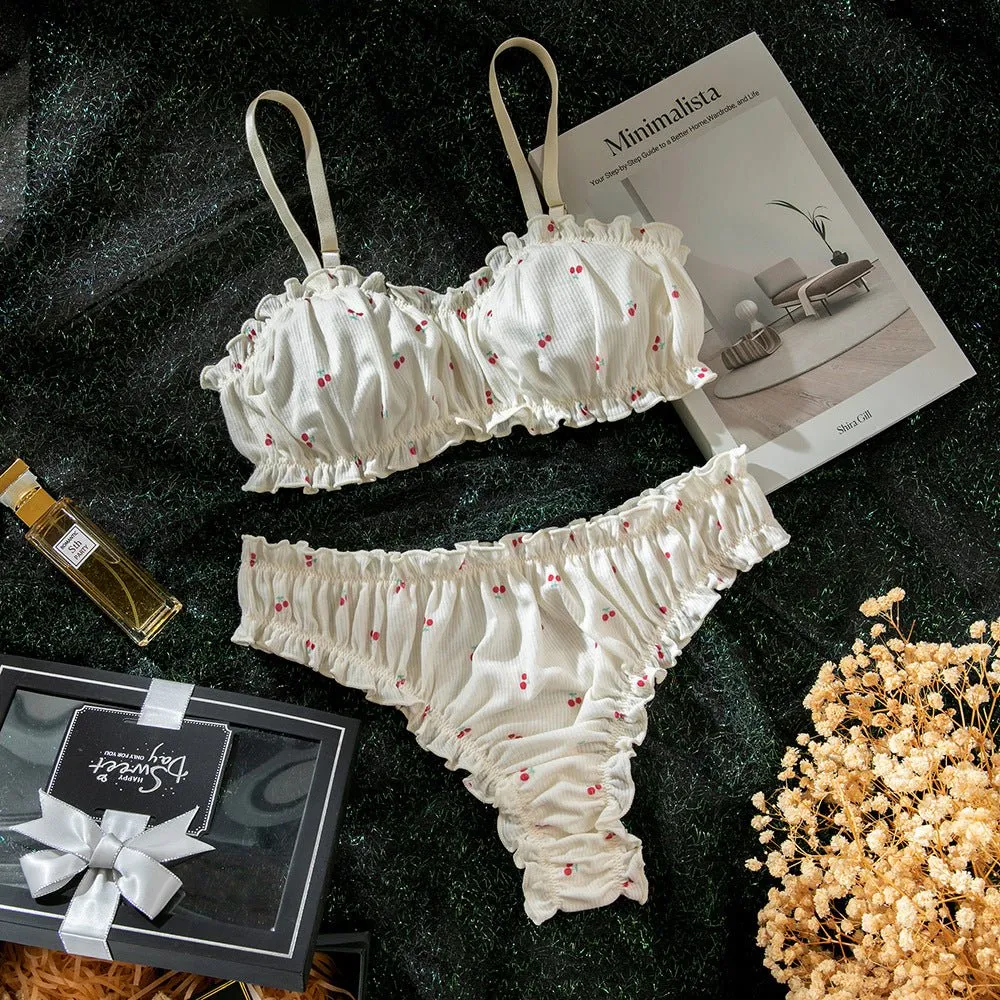 Ruffled Milk-Silk Crop Lingerie Set