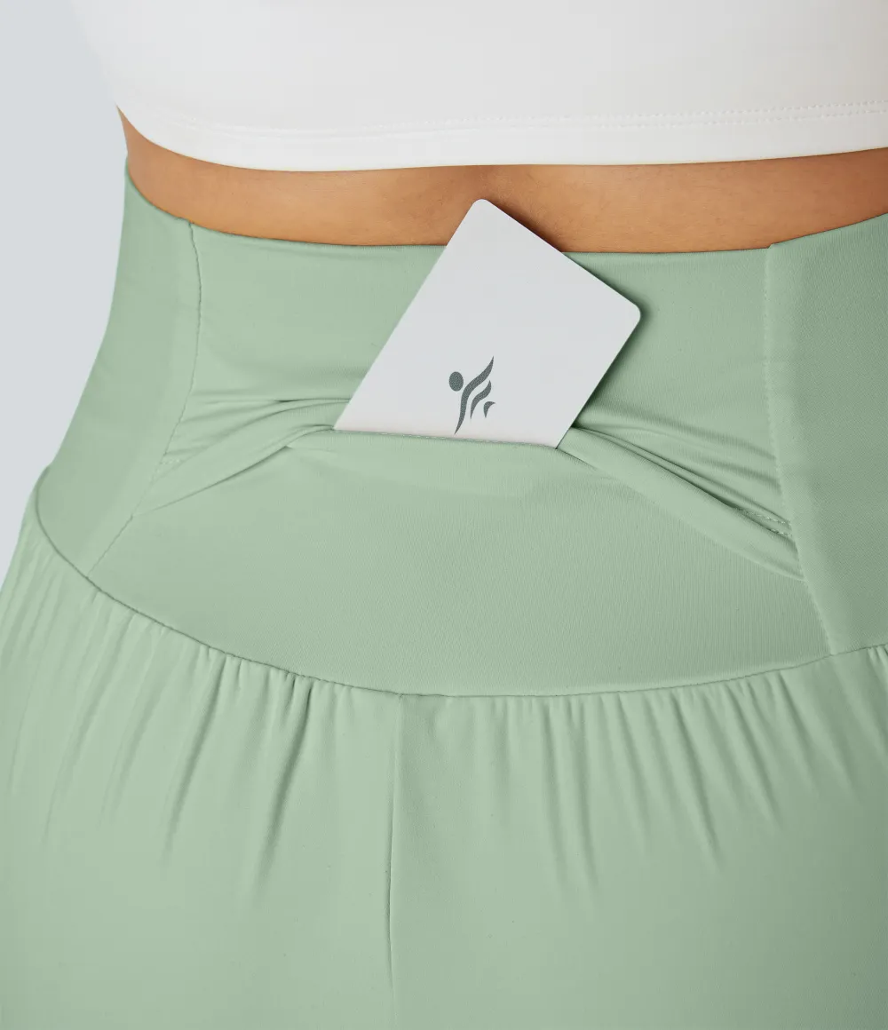 2026🔥 UK Super High Waisted Back Pocket & Side Hidden Pocket 2-in-1 Yoga Shorts
