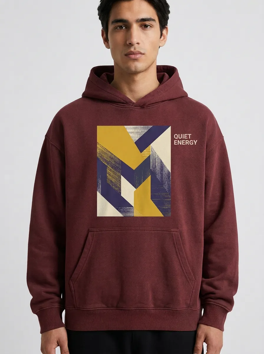 Men's Geometric Graphic Ribbed Pocket Hoodie