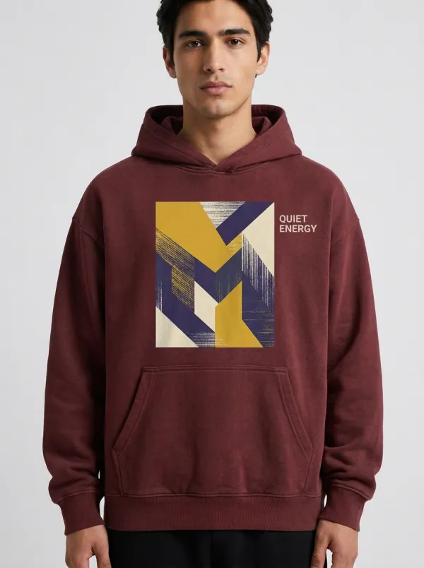 Men's Geometric Graphic Ribbed Pocket Hoodie