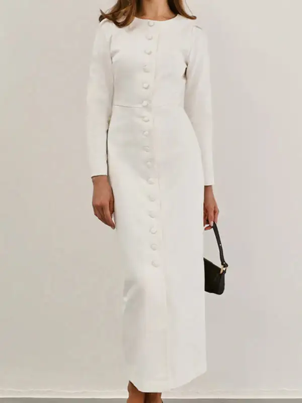 Layered Detail Long Sleeve Dress