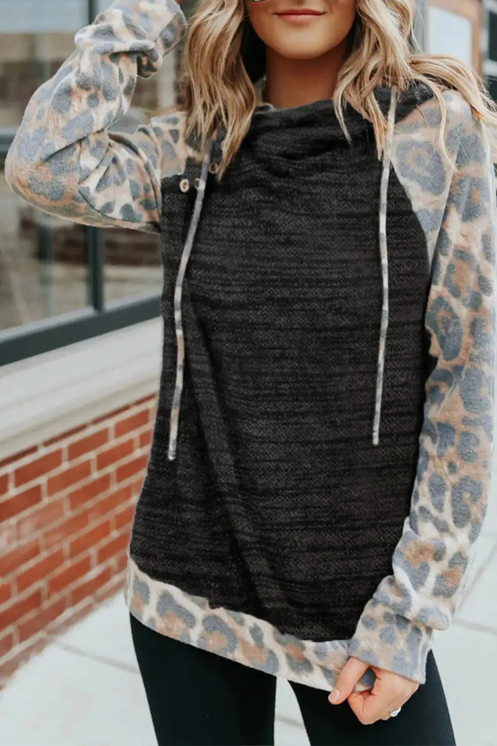 Brushed Leopard Contrast Hoodie