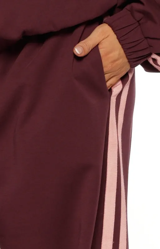 Burgundy Pink Stripe Track Pants
