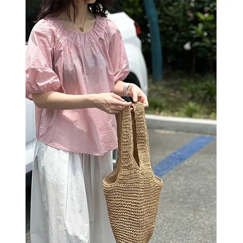 Wide Collar Puff Sleeve Shirt