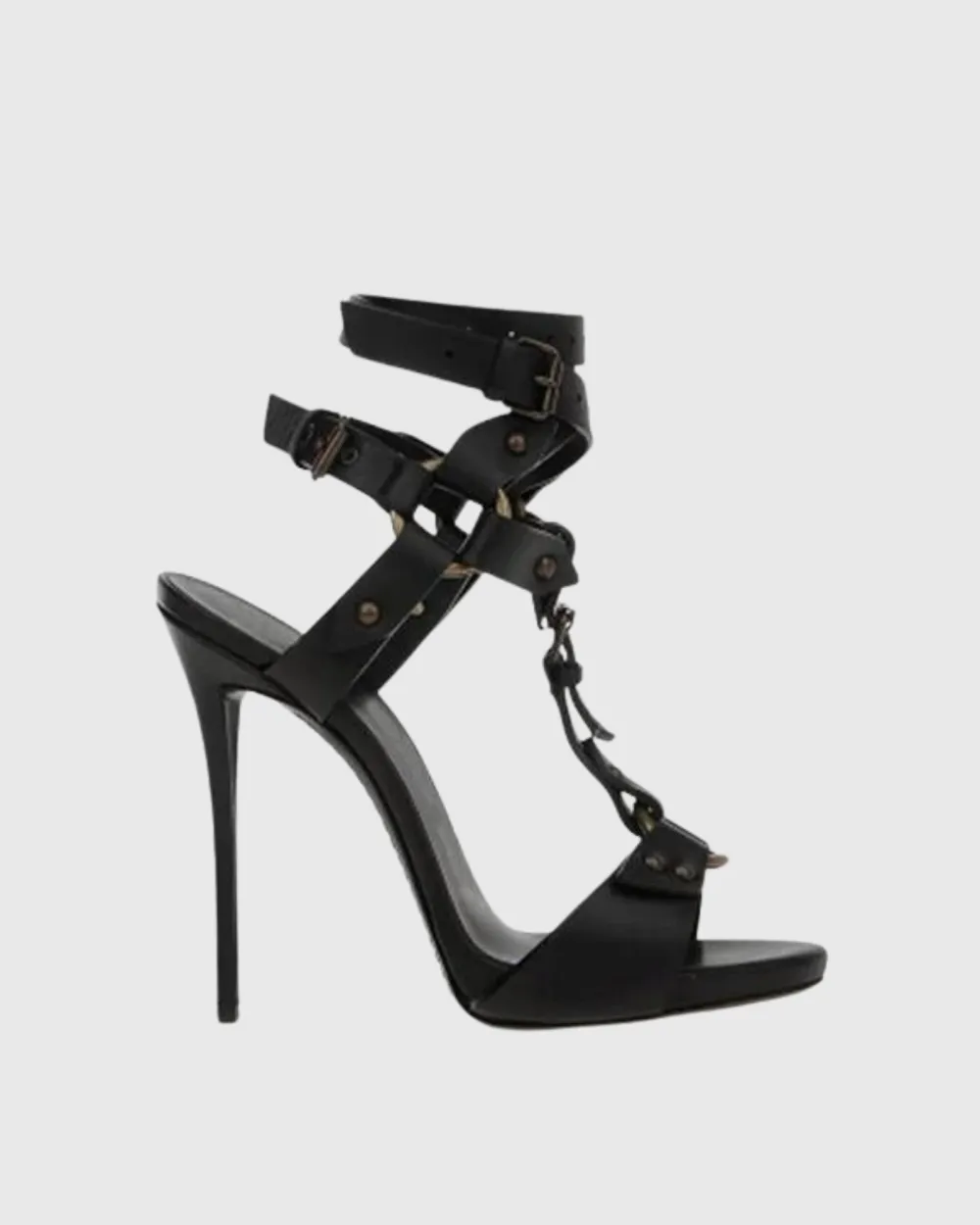 Studded Strap Gladiator Sandals in Black